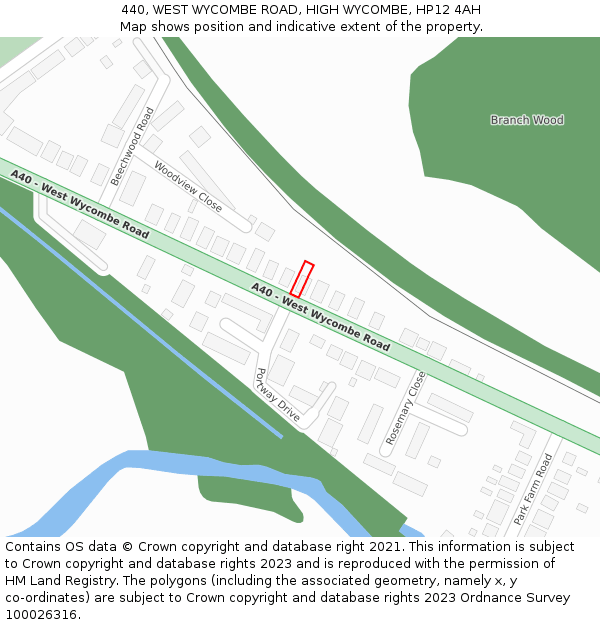 440, WEST WYCOMBE ROAD, HIGH WYCOMBE, HP12 4AH: Location map and indicative extent of plot