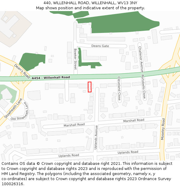 440, WILLENHALL ROAD, WILLENHALL, WV13 3NY: Location map and indicative extent of plot