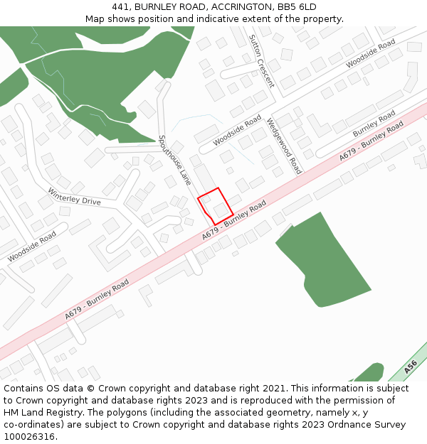 441, BURNLEY ROAD, ACCRINGTON, BB5 6LD: Location map and indicative extent of plot