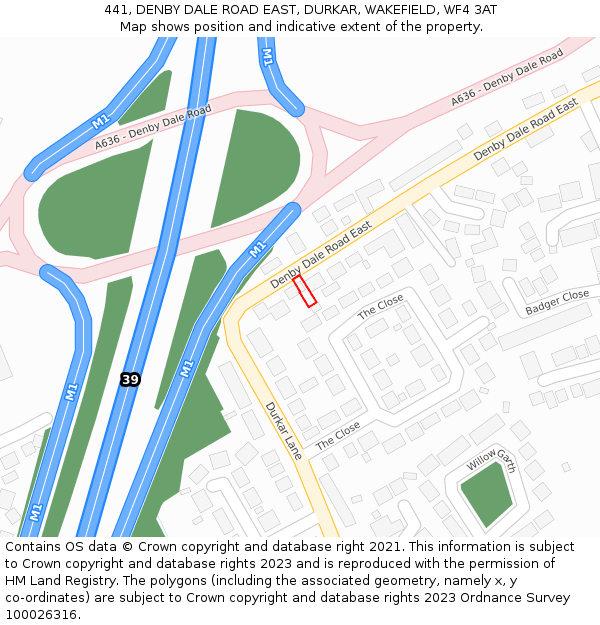 441, DENBY DALE ROAD EAST, DURKAR, WAKEFIELD, WF4 3AT: Location map and indicative extent of plot