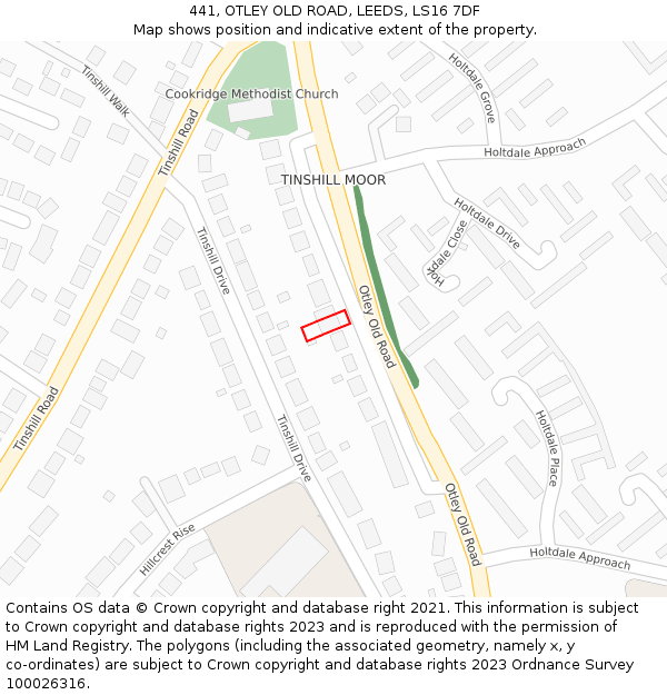 441, OTLEY OLD ROAD, LEEDS, LS16 7DF: Location map and indicative extent of plot