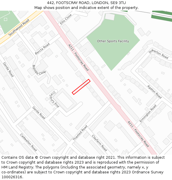 442, FOOTSCRAY ROAD, LONDON, SE9 3TU: Location map and indicative extent of plot