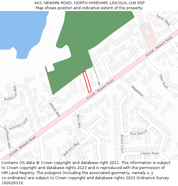 443, NEWARK ROAD, NORTH HYKEHAM, LINCOLN, LN6 9SP: Location map and indicative extent of plot