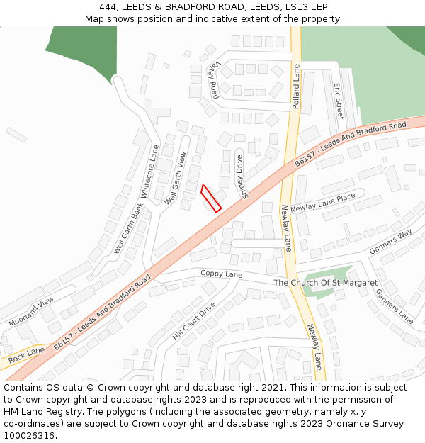 444, LEEDS & BRADFORD ROAD, LEEDS, LS13 1EP: Location map and indicative extent of plot