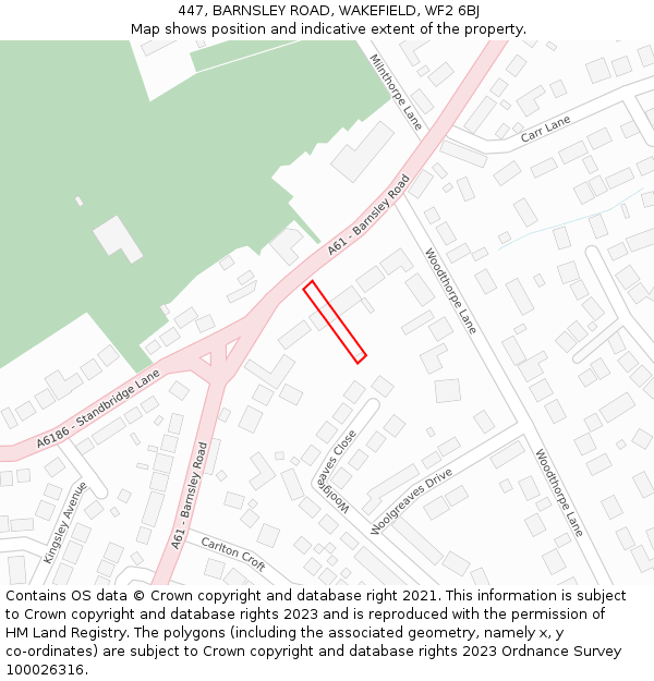 447, BARNSLEY ROAD, WAKEFIELD, WF2 6BJ: Location map and indicative extent of plot