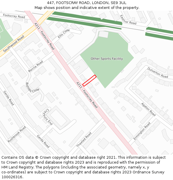 447, FOOTSCRAY ROAD, LONDON, SE9 3UL: Location map and indicative extent of plot