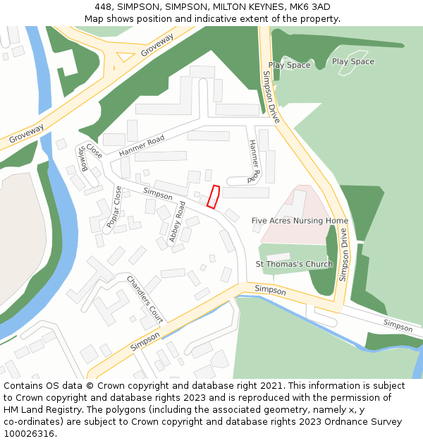448, SIMPSON, SIMPSON, MILTON KEYNES, MK6 3AD: Location map and indicative extent of plot