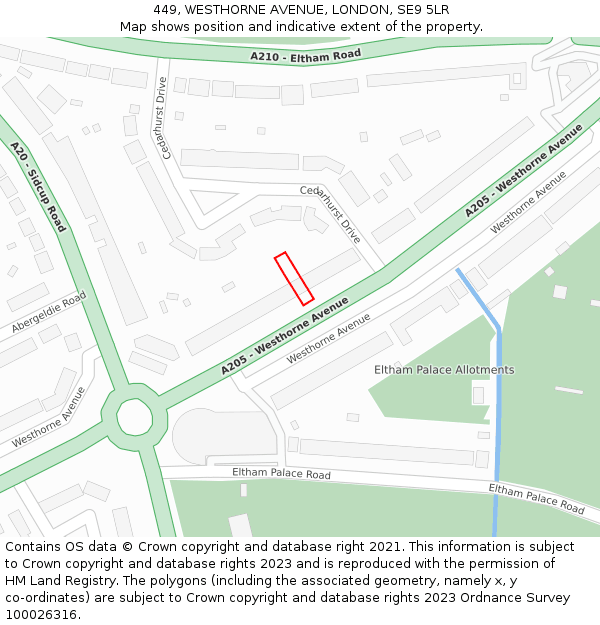 449, WESTHORNE AVENUE, LONDON, SE9 5LR: Location map and indicative extent of plot