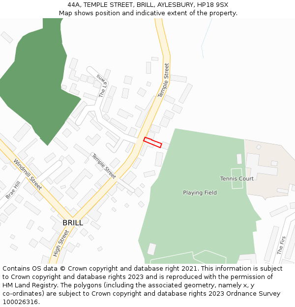 44A, TEMPLE STREET, BRILL, AYLESBURY, HP18 9SX: Location map and indicative extent of plot