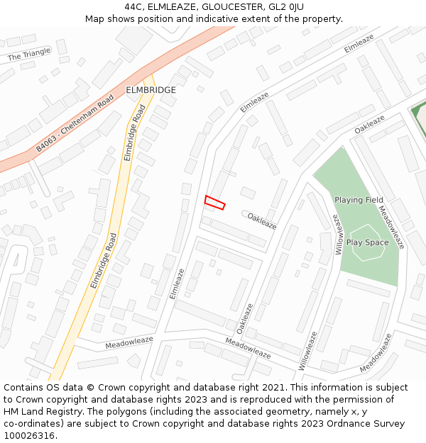 44C, ELMLEAZE, GLOUCESTER, GL2 0JU: Location map and indicative extent of plot