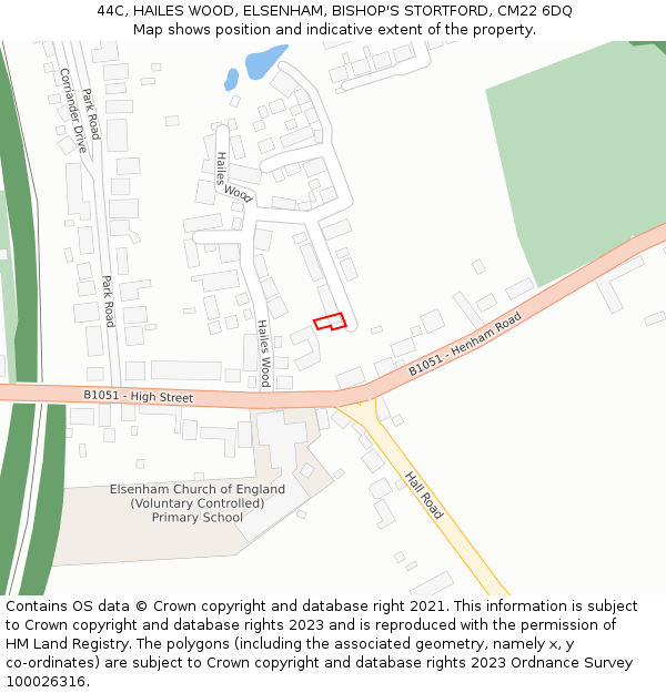 44C, HAILES WOOD, ELSENHAM, BISHOP'S STORTFORD, CM22 6DQ: Location map and indicative extent of plot