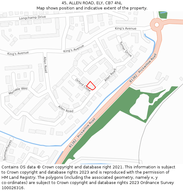 45, ALLEN ROAD, ELY, CB7 4NL: Location map and indicative extent of plot