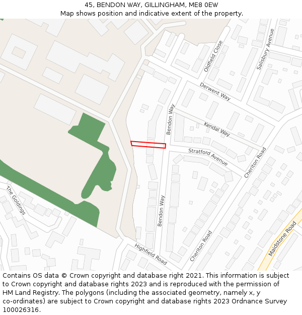 45, BENDON WAY, GILLINGHAM, ME8 0EW: Location map and indicative extent of plot