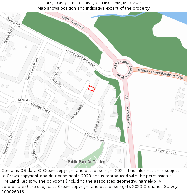 45, CONQUEROR DRIVE, GILLINGHAM, ME7 2WP: Location map and indicative extent of plot