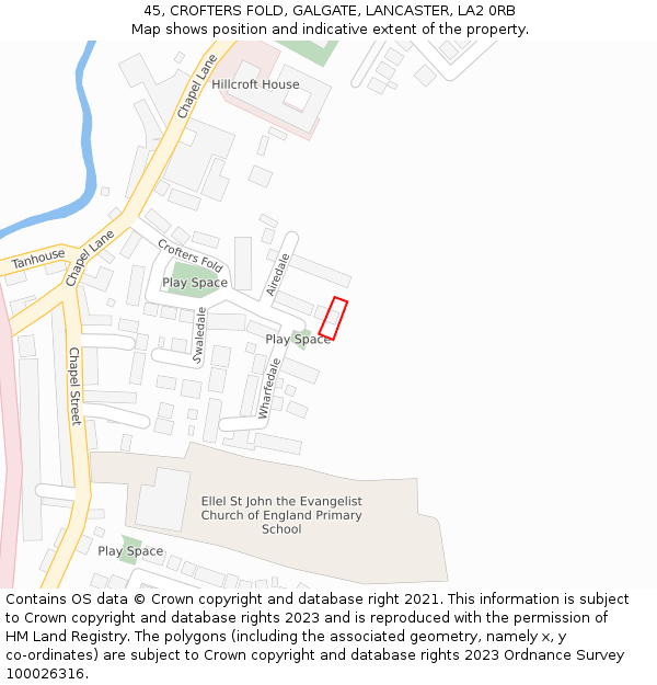 45, CROFTERS FOLD, GALGATE, LANCASTER, LA2 0RB: Location map and indicative extent of plot