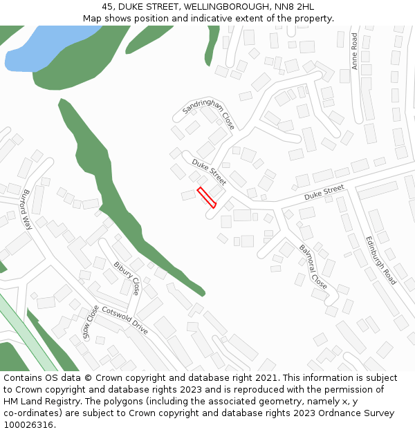 45, DUKE STREET, WELLINGBOROUGH, NN8 2HL: Location map and indicative extent of plot