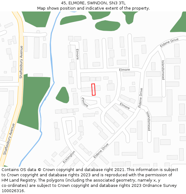 45, ELMORE, SWINDON, SN3 3TL: Location map and indicative extent of plot