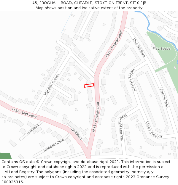 45, FROGHALL ROAD, CHEADLE, STOKE-ON-TRENT, ST10 1JR: Location map and indicative extent of plot