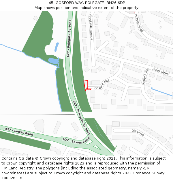45, GOSFORD WAY, POLEGATE, BN26 6DP: Location map and indicative extent of plot