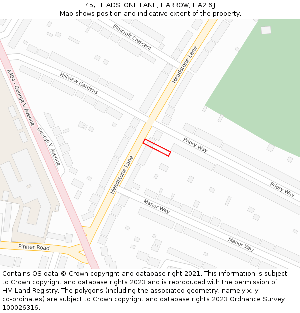 45, HEADSTONE LANE, HARROW, HA2 6JJ: Location map and indicative extent of plot