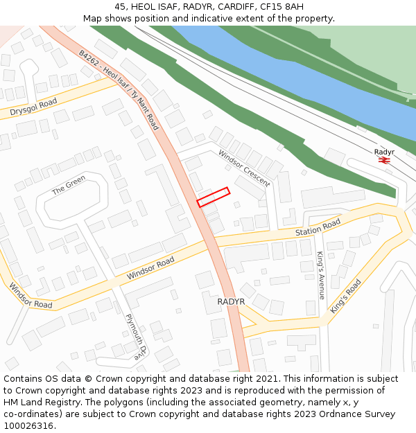 45, HEOL ISAF, RADYR, CARDIFF, CF15 8AH: Location map and indicative extent of plot