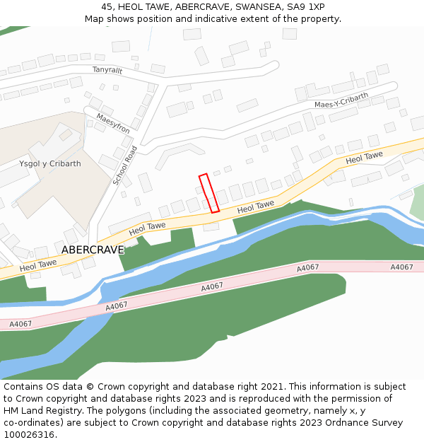 45, HEOL TAWE, ABERCRAVE, SWANSEA, SA9 1XP: Location map and indicative extent of plot