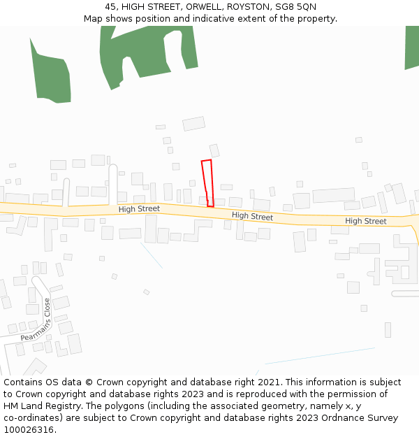 45, HIGH STREET, ORWELL, ROYSTON, SG8 5QN: Location map and indicative extent of plot