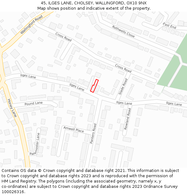 45, ILGES LANE, CHOLSEY, WALLINGFORD, OX10 9NX: Location map and indicative extent of plot