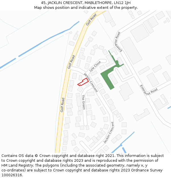 45, JACKLIN CRESCENT, MABLETHORPE, LN12 1JH: Location map and indicative extent of plot