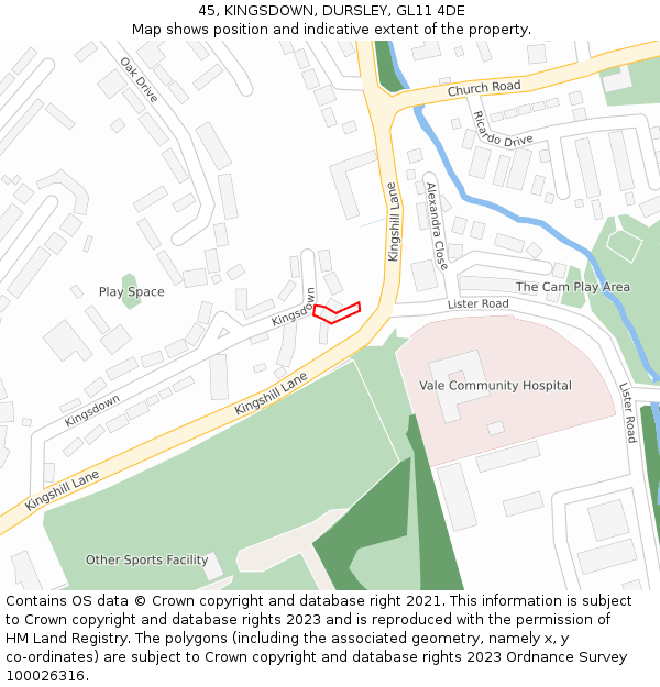 45, KINGSDOWN, DURSLEY, GL11 4DE: Location map and indicative extent of plot