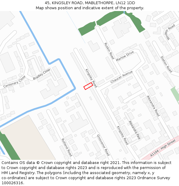 45, KINGSLEY ROAD, MABLETHORPE, LN12 1DD: Location map and indicative extent of plot