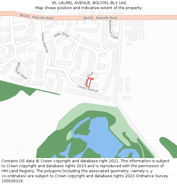 45, LAUREL AVENUE, BOLTON, BL3 1AS: Location map and indicative extent of plot