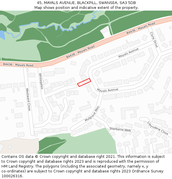 45, MAYALS AVENUE, BLACKPILL, SWANSEA, SA3 5DB: Location map and indicative extent of plot