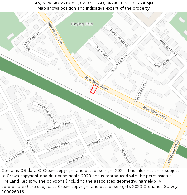 45, NEW MOSS ROAD, CADISHEAD, MANCHESTER, M44 5JN: Location map and indicative extent of plot