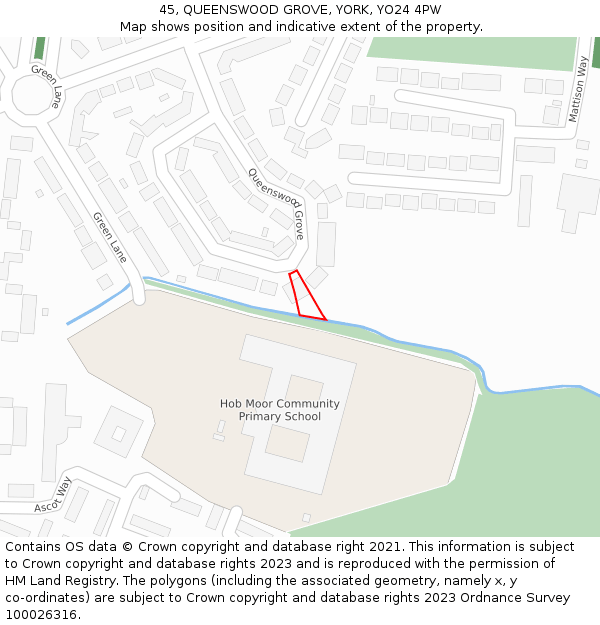 45, QUEENSWOOD GROVE, YORK, YO24 4PW: Location map and indicative extent of plot