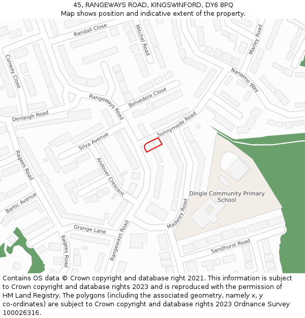 45, RANGEWAYS ROAD, KINGSWINFORD, DY6 8PQ: Location map and indicative extent of plot