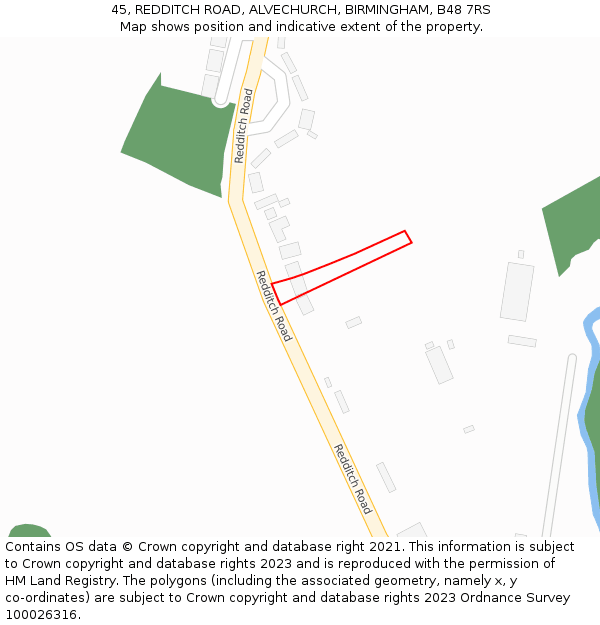 45, REDDITCH ROAD, ALVECHURCH, BIRMINGHAM, B48 7RS: Location map and indicative extent of plot