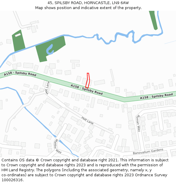 45, SPILSBY ROAD, HORNCASTLE, LN9 6AW: Location map and indicative extent of plot