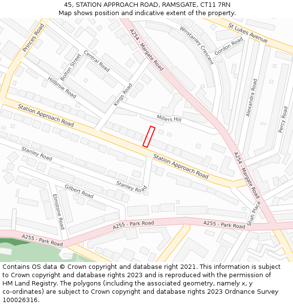 45, STATION APPROACH ROAD, RAMSGATE, CT11 7RN: Location map and indicative extent of plot