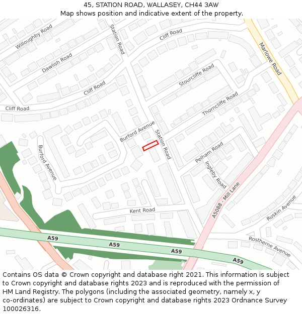 45, STATION ROAD, WALLASEY, CH44 3AW: Location map and indicative extent of plot