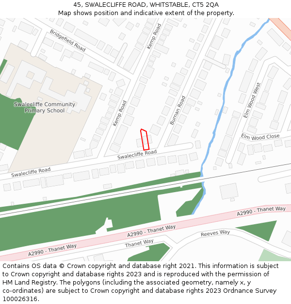 45, SWALECLIFFE ROAD, WHITSTABLE, CT5 2QA: Location map and indicative extent of plot