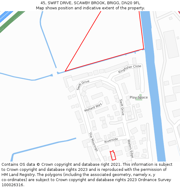 45, SWIFT DRIVE, SCAWBY BROOK, BRIGG, DN20 9FL: Location map and indicative extent of plot