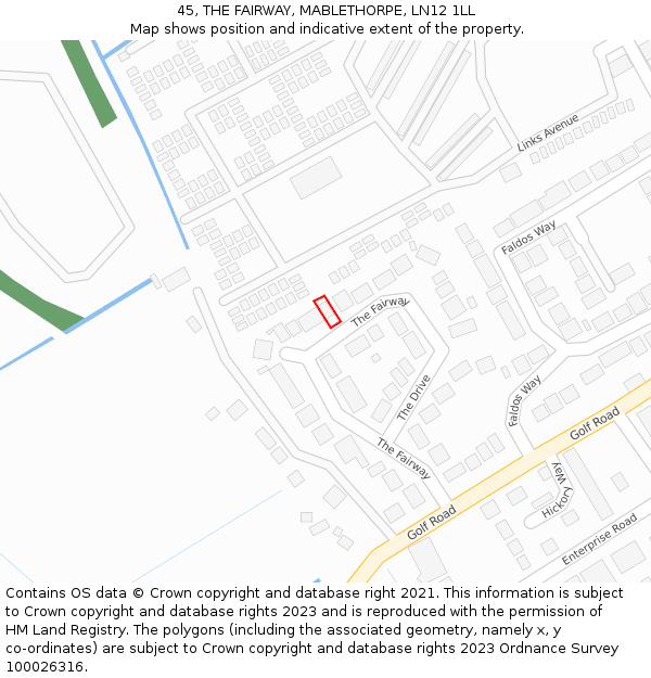 45, THE FAIRWAY, MABLETHORPE, LN12 1LL: Location map and indicative extent of plot