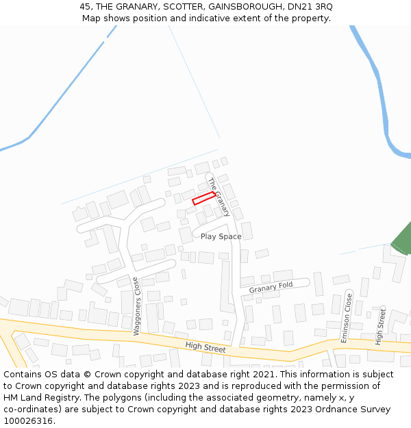 45, THE GRANARY, SCOTTER, GAINSBOROUGH, DN21 3RQ: Location map and indicative extent of plot