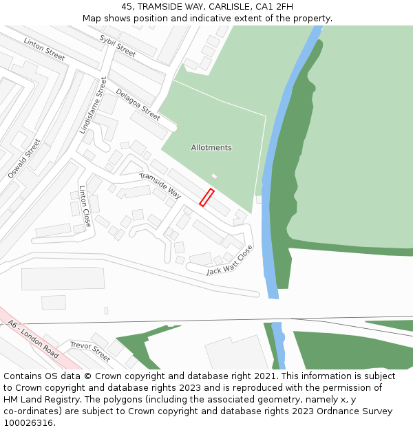 45, TRAMSIDE WAY, CARLISLE, CA1 2FH: Location map and indicative extent of plot