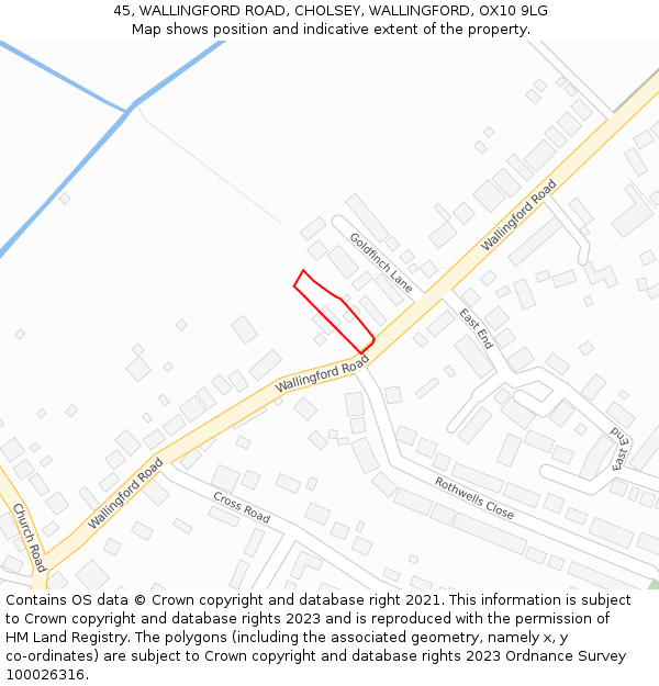 45, WALLINGFORD ROAD, CHOLSEY, WALLINGFORD, OX10 9LG: Location map and indicative extent of plot