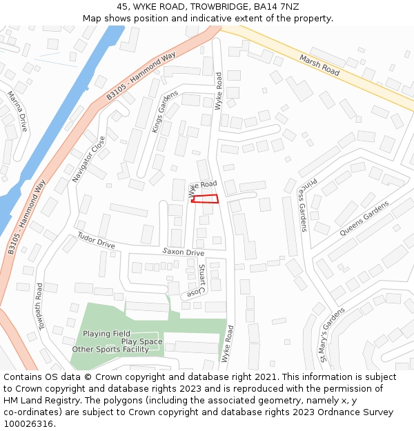 45, WYKE ROAD, TROWBRIDGE, BA14 7NZ: Location map and indicative extent of plot