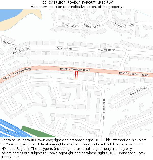 450, CAERLEON ROAD, NEWPORT, NP19 7LW: Location map and indicative extent of plot