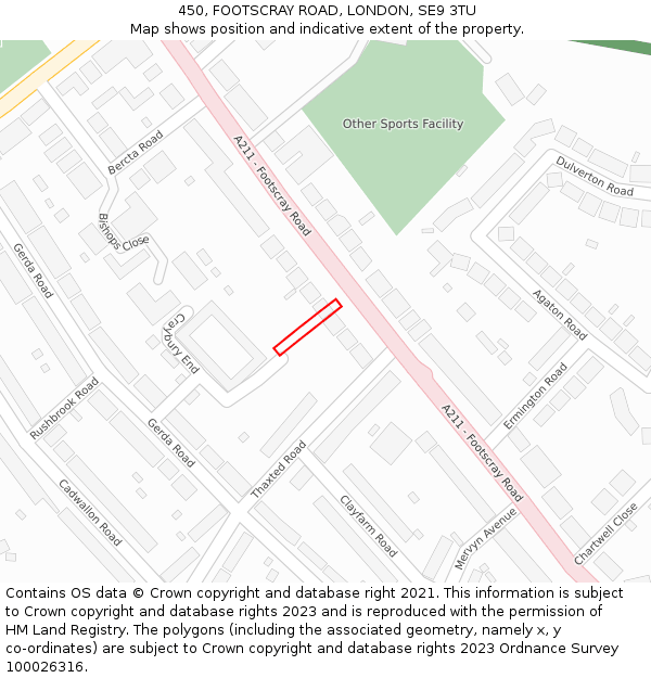 450, FOOTSCRAY ROAD, LONDON, SE9 3TU: Location map and indicative extent of plot