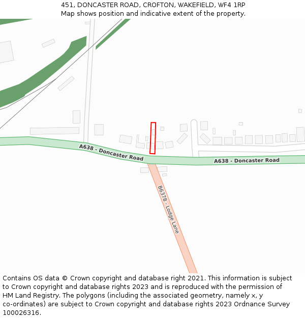 451, DONCASTER ROAD, CROFTON, WAKEFIELD, WF4 1RP: Location map and indicative extent of plot